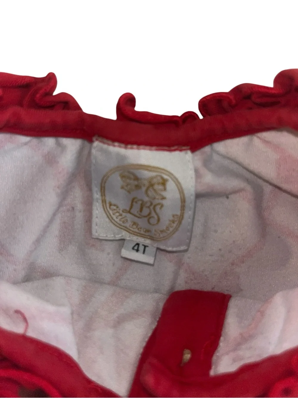 Little Bear Smocks Girls 4T Red Bow Print Pajama Set Boutique